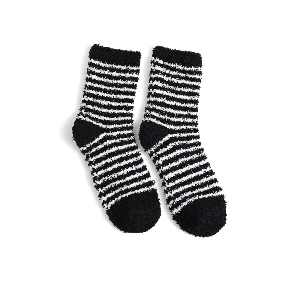 Black & White Fuzzy Socks- 3 Pair Set