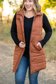 WAREHOUSE Harlow Long Vest - Cinnamon