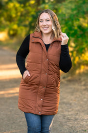 WAREHOUSE Harlow Long Vest - Cinnamon