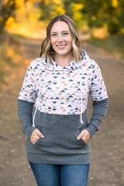 WAREHOUSE Hailey Pullover Hoodie - Geometric and Charcoal
