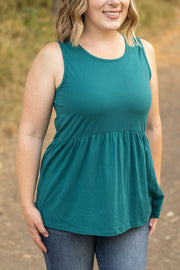 WAREHOUSE Renee Ruffle Tank - Teal