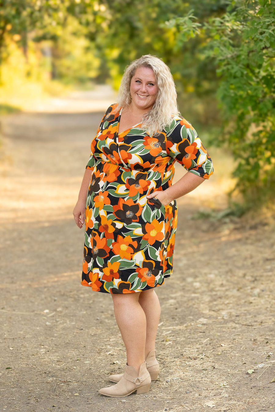 WAREHOUSE Taylor Dress - Bold Olive Floral FINAL SALE
