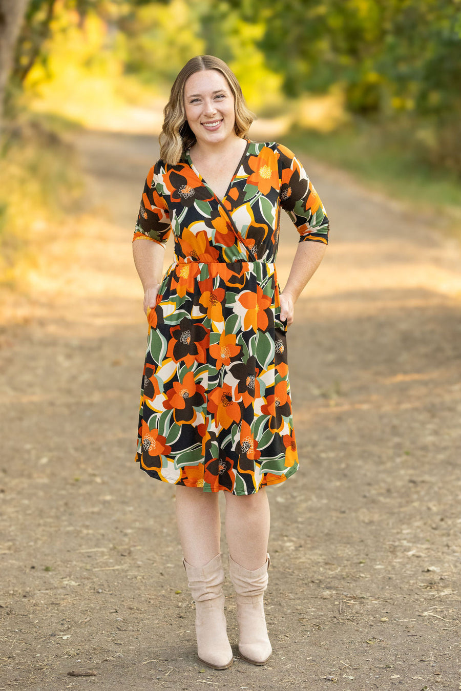 WAREHOUSE Taylor Dress - Bold Olive Floral FINAL SALE