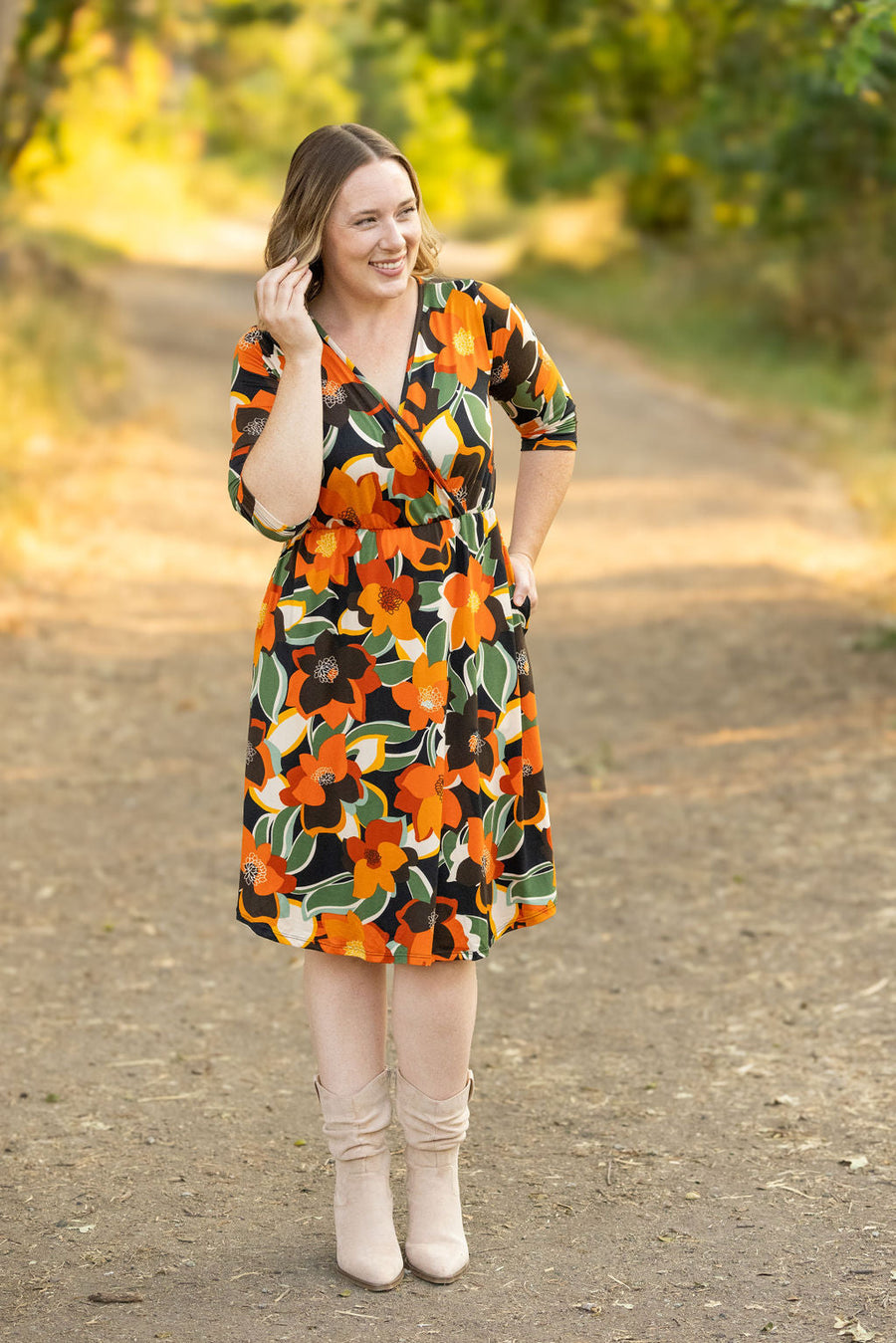 WAREHOUSE Taylor Dress - Bold Olive Floral FINAL SALE