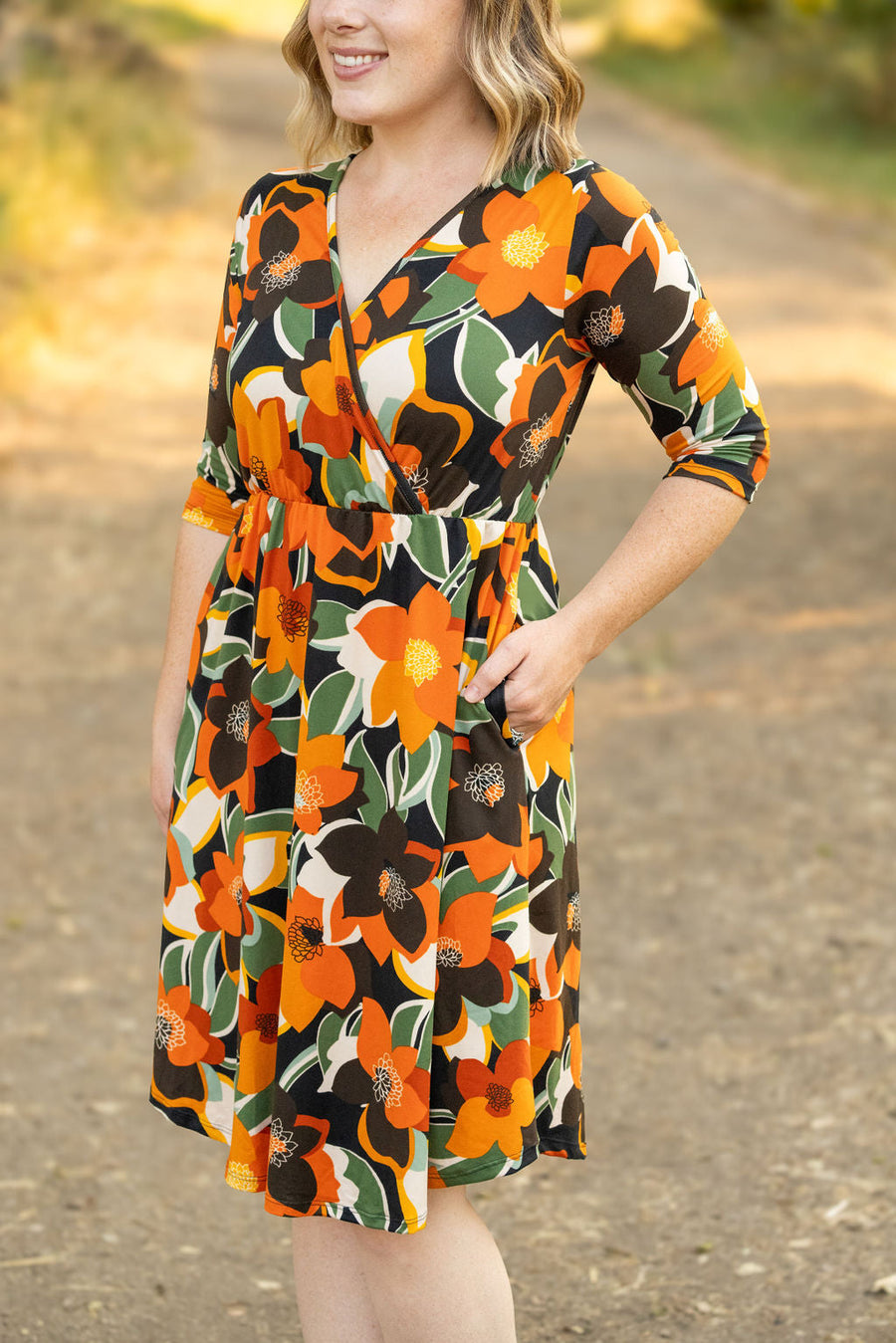 WAREHOUSE Taylor Dress - Bold Olive Floral FINAL SALE