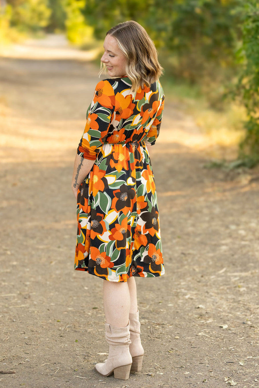 WAREHOUSE Taylor Dress - Bold Olive Floral FINAL SALE