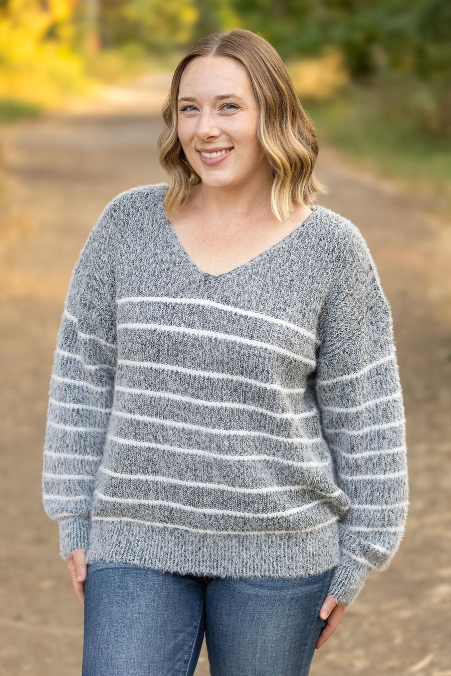 WAREHOUSE Cozy Striped Sweater - Black