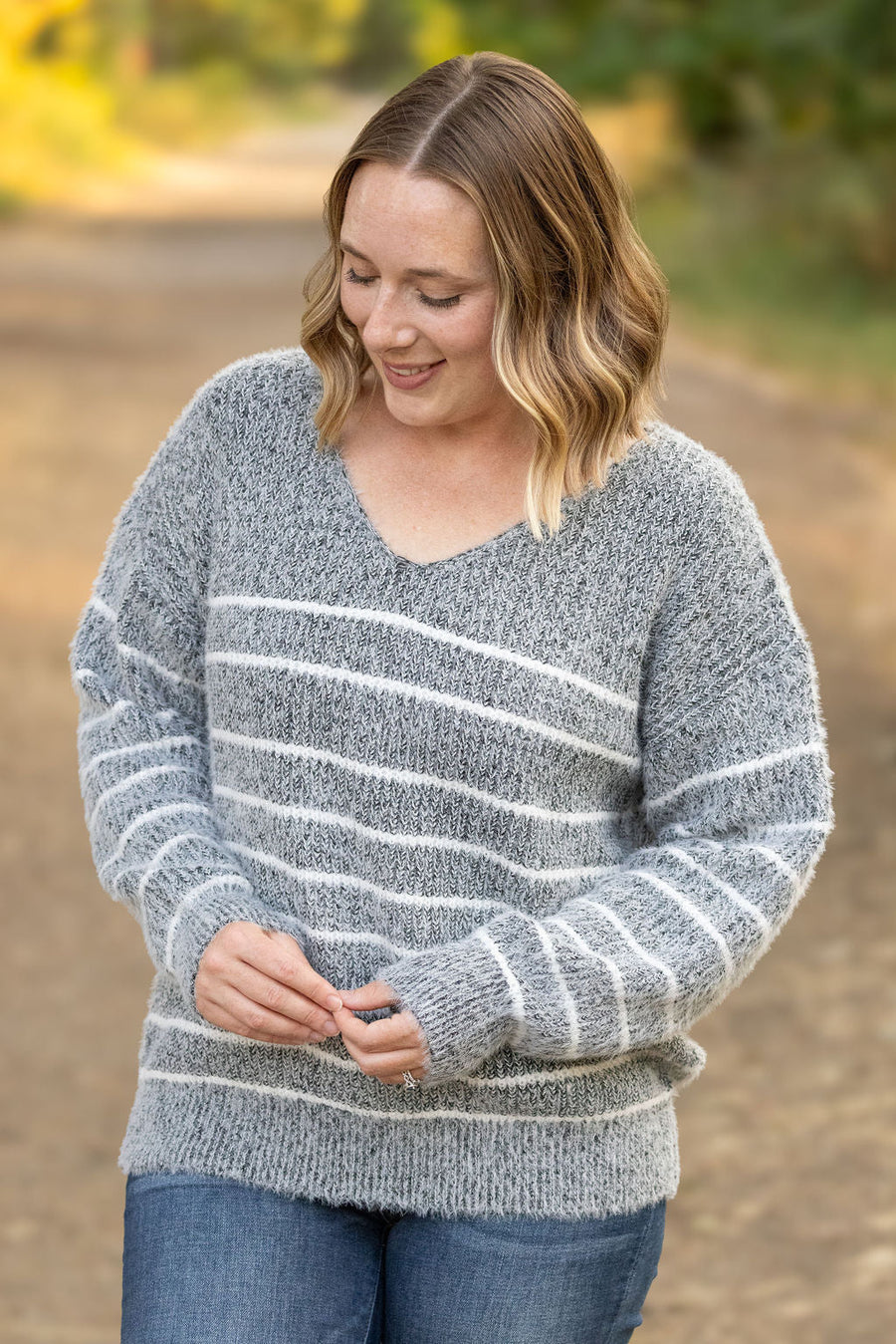 WAREHOUSE Cozy Striped Sweater - Black