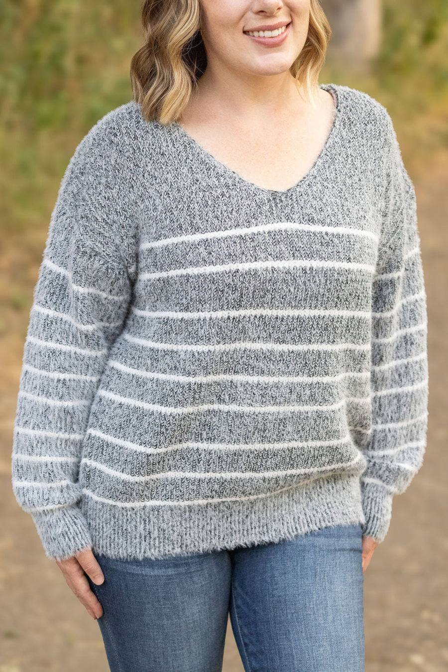 WAREHOUSE Cozy Striped Sweater - Black