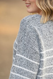 WAREHOUSE Cozy Striped Sweater - Black