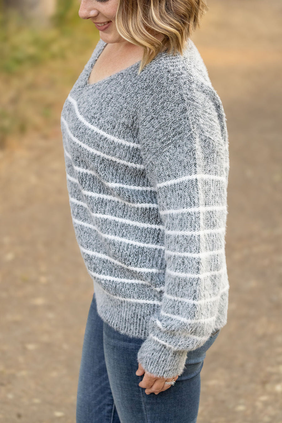 WAREHOUSE Cozy Striped Sweater - Black