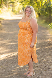 WAREHOUSE Reagan Ribbed Midi Dress - Pumpkin Floral