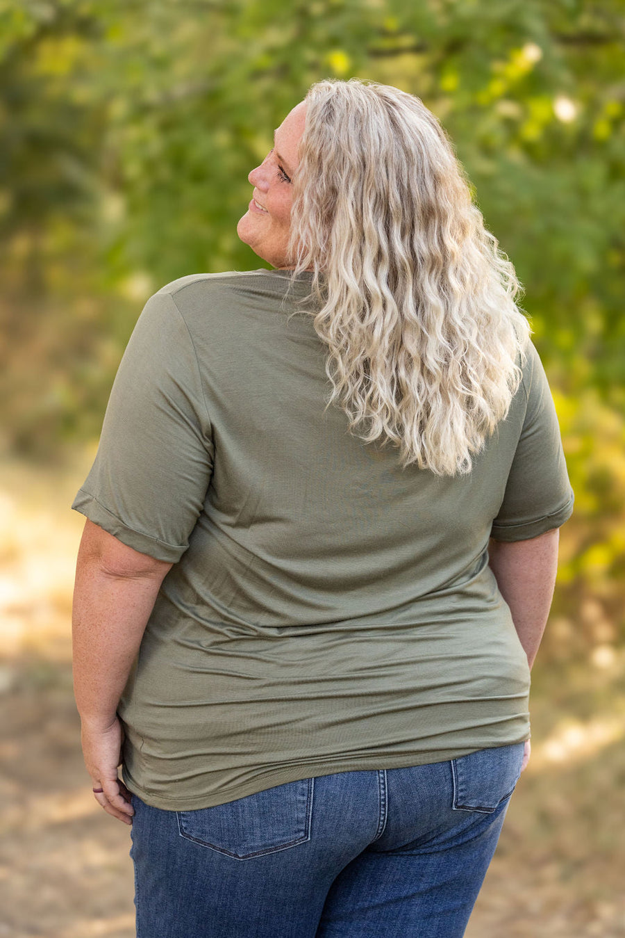 WAREHOUSE Sophie Pocket Tee - Olive FINAL SALE