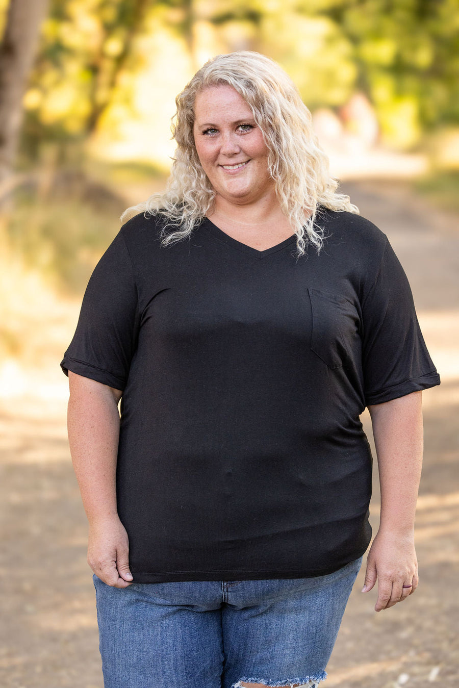 WAREHOUSE Sophie Pocket Tee - Black | Women's Short Sleeve