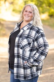 WAREHOUSE Norah Plaid Shacket - Ivory and Black