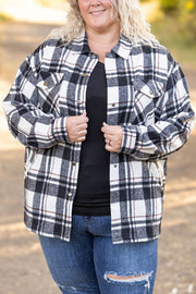 WAREHOUSE Norah Plaid Shacket - Ivory and Black