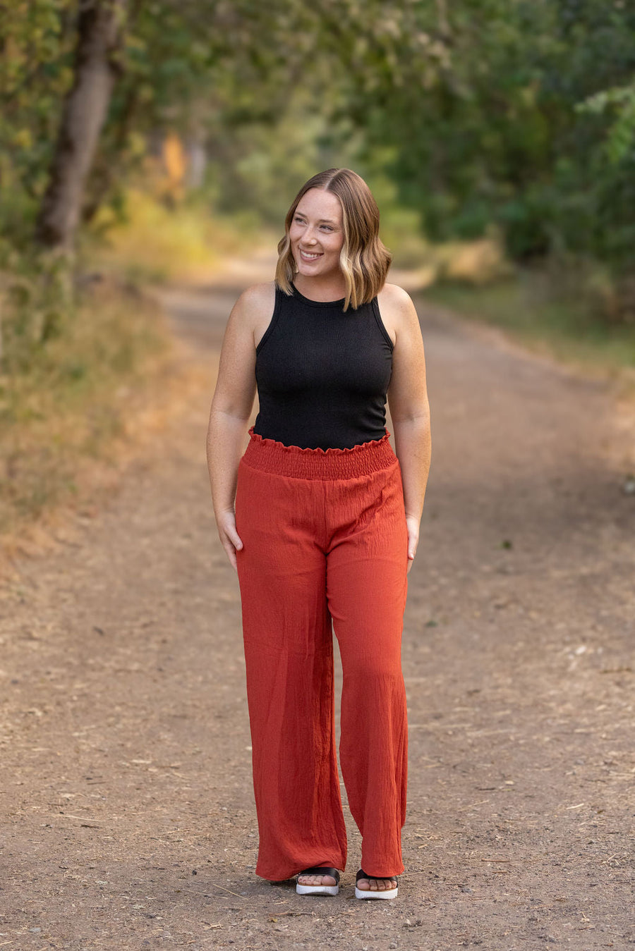 WAREHOUSE Presley Palazzo Pants - Brick