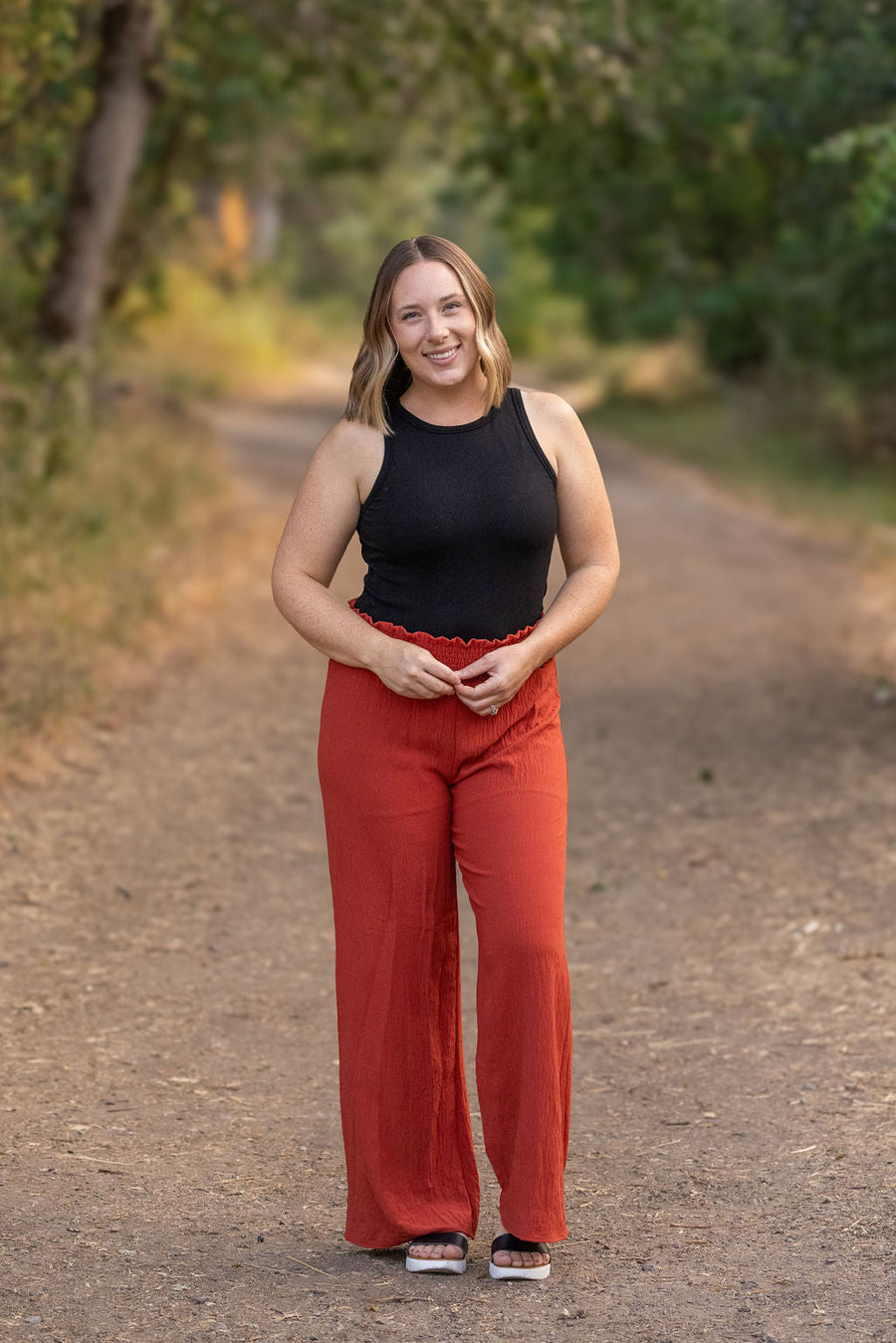 WAREHOUSE Presley Palazzo Pants - Brick