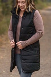 WAREHOUSE Harlow Long Vest - Black