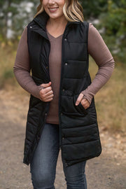 WAREHOUSE Harlow Long Vest - Black