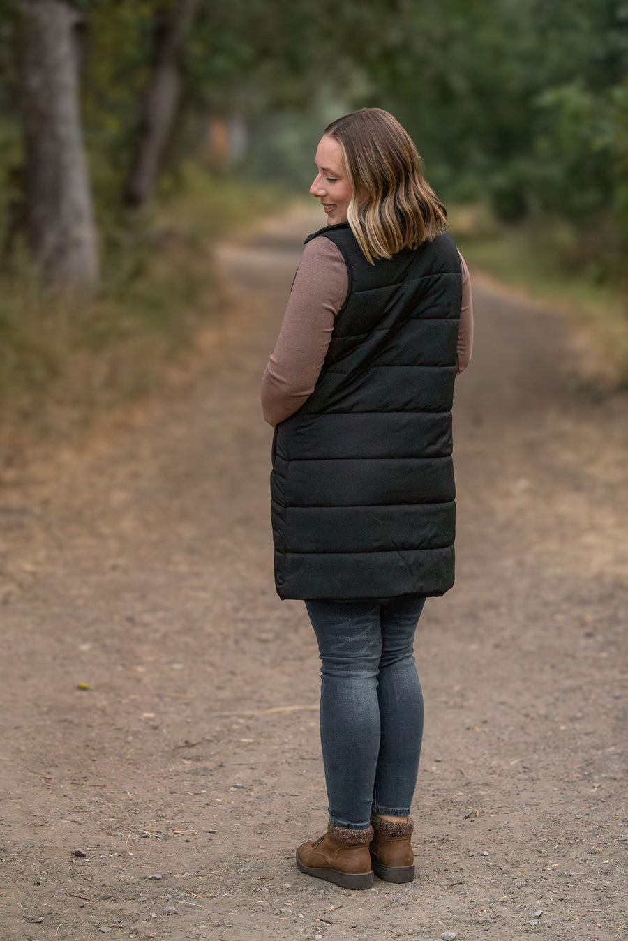WAREHOUSE Harlow Long Vest - Black