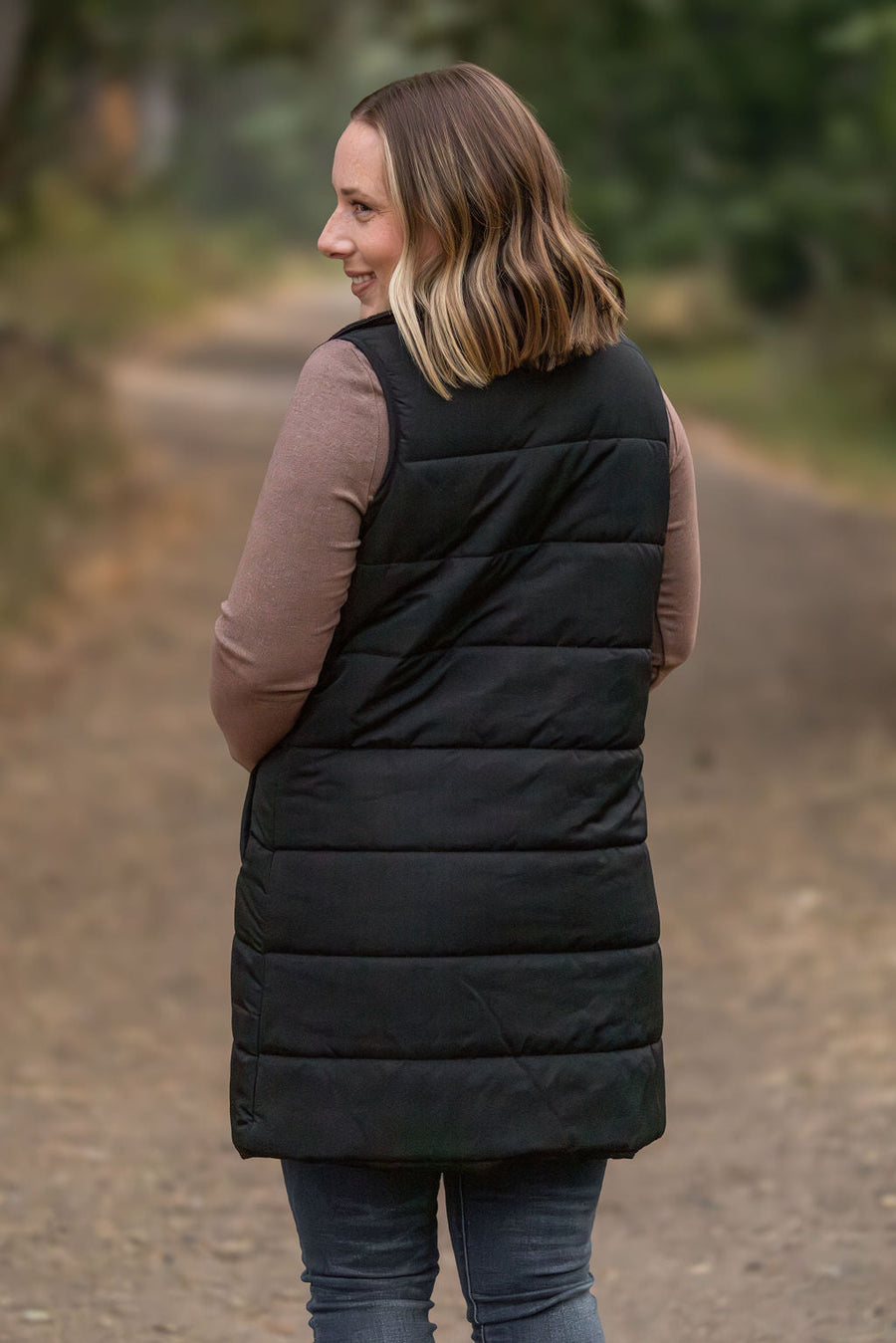 WAREHOUSE Harlow Long Vest - Black