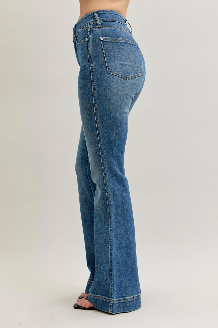 Double Button Flare Tummy Control