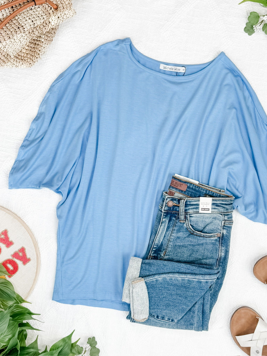 WAREHOUSE Darcy Dolman Top - Sky Blue