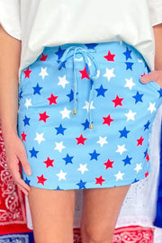 Sky Blue Patriotic Star Skort