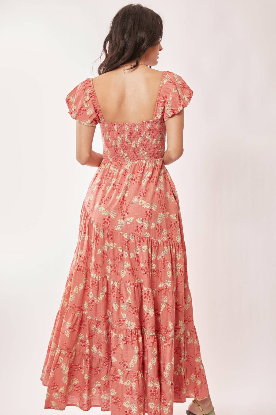 Tiered Skirt Maxi- Coral Floral