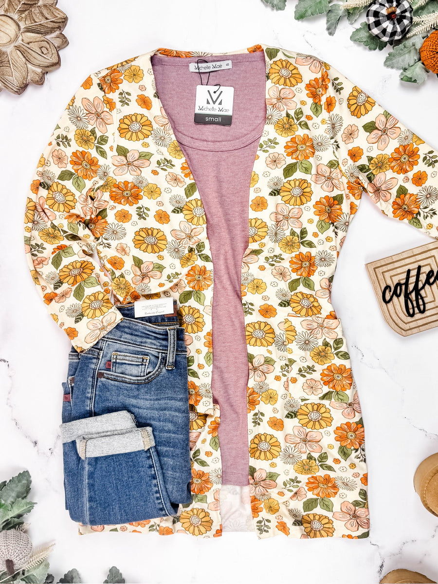 WAREHOUSE Classic Cardigan - Fall Boho Floral FINAL SALE