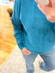 Front Seam Round-Neck Sweater- Ocean Teal