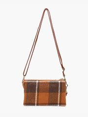 Riley Plaid Crossbody/Wristlet: Grey