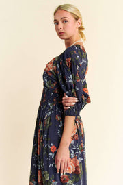 Midsummer Nights Maxi Dress- Navy Floral