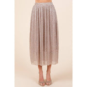 Metallic Glitter Midi Skirt- Blush