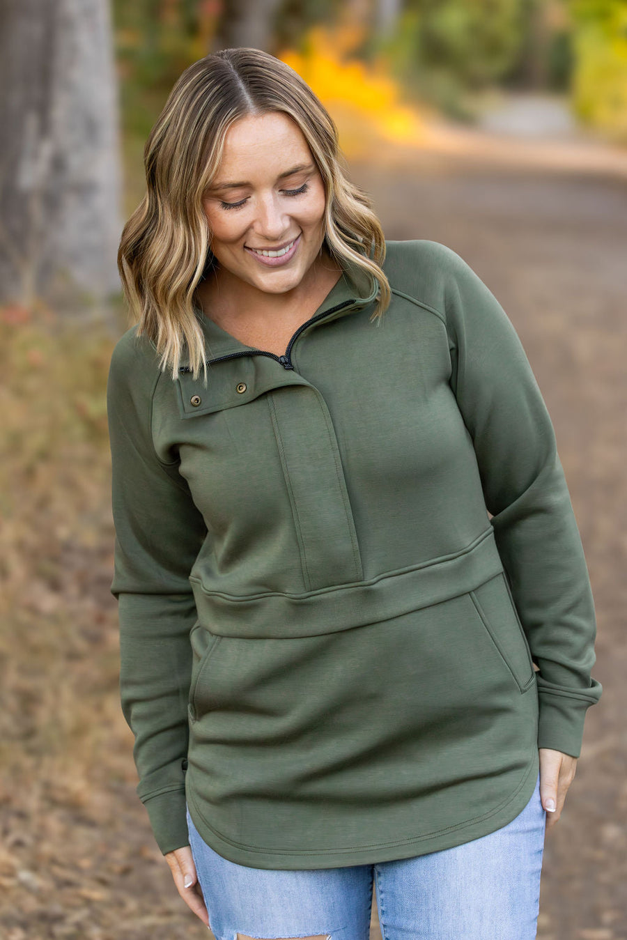 WAREHOUSE Mia Scuba Halfzip - Olive