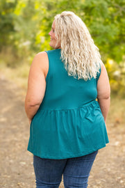 WAREHOUSE Renee Ruffle Tank - Teal