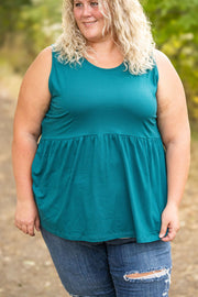 WAREHOUSE Renee Ruffle Tank - Teal