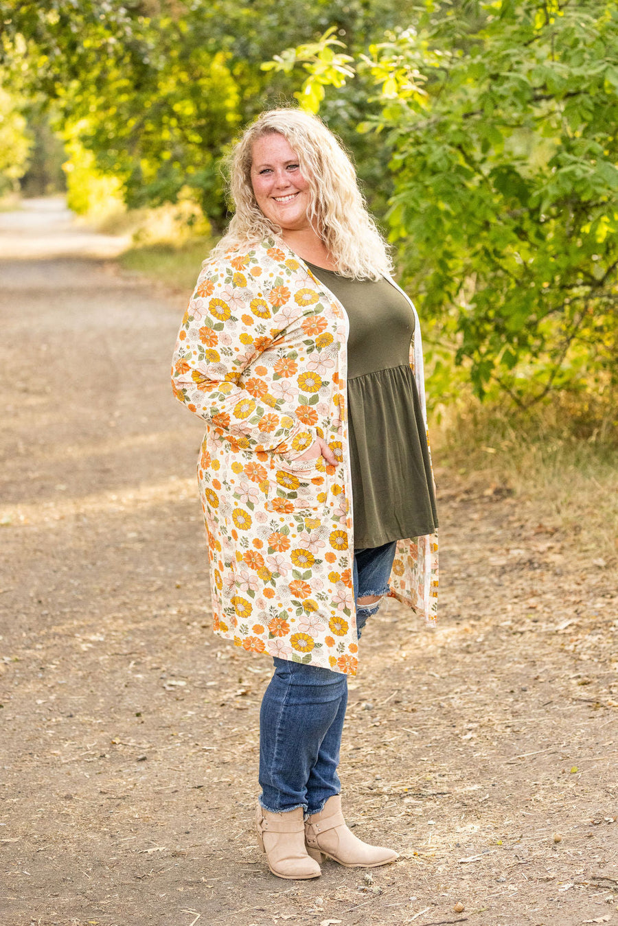 WAREHOUSE Classic Cardigan - Fall Boho Floral FINAL SALE