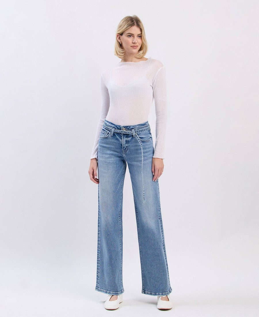 Olivia- High Rise Self Belt Wide Leg