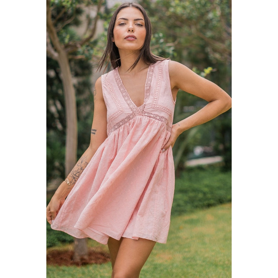 Eyelet Mini Dress- Blush