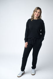 WAREHOUSE ONLY Corrine Ribbed Pullover Top - Black