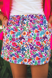 Fiesta Time Floral Skort- White
