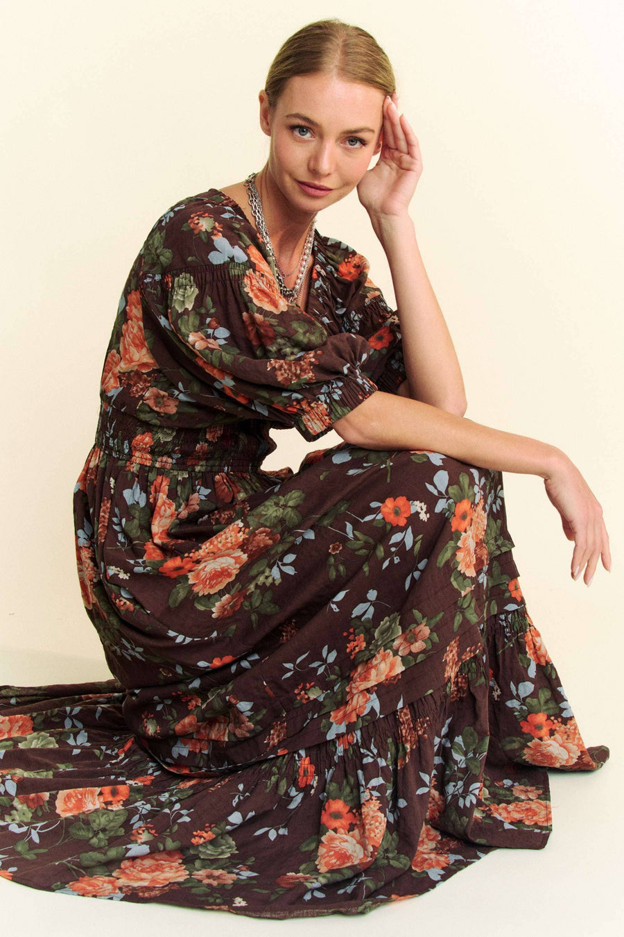 Midsummer Nights Maxi Dress- Navy Floral