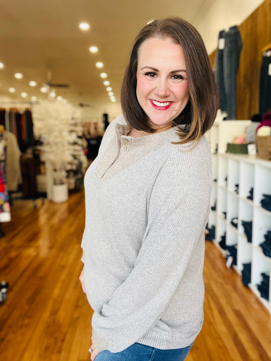 Half Button Up- Latte FINAL SALE