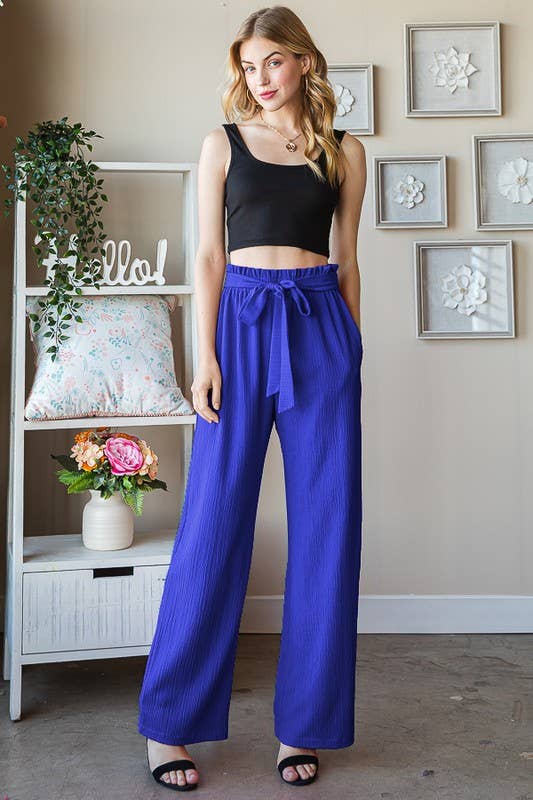 Full Length Paper Bag Pant- Royal