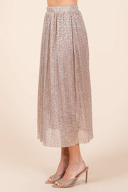 Metallic Glitter Midi Skirt- Blush