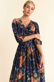 Midsummer Nights Maxi Dress- Navy Floral