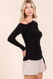One Shoulder Long Sleeve Top