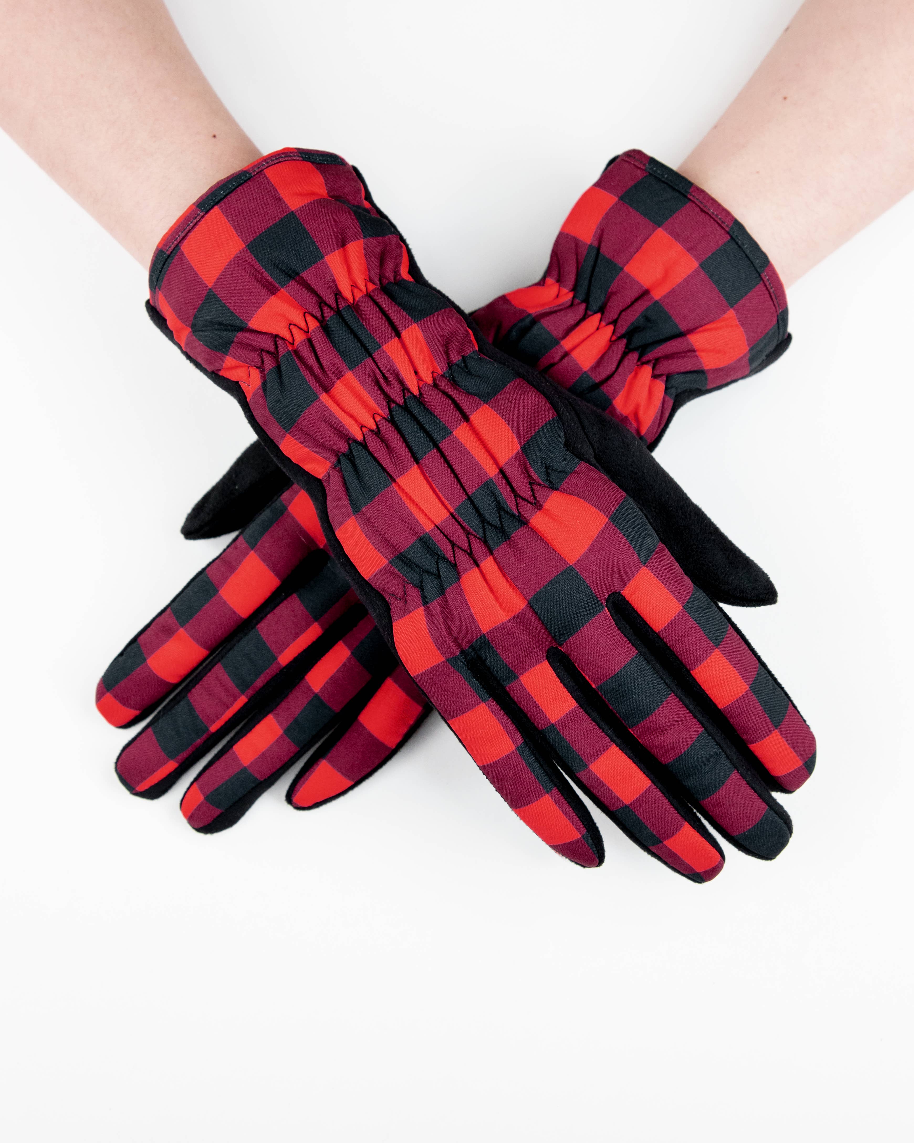 Plaid Puffer Gloves